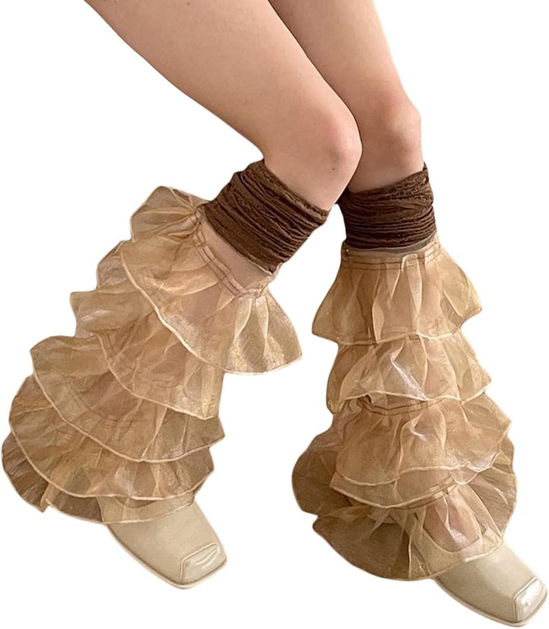 SherryDC Girl's Y2k Kawaii Leg Warmers Cute Lace Harajuku Leg Sleeves Gothic Lolita Long Slouch Socks for Women - Image 1